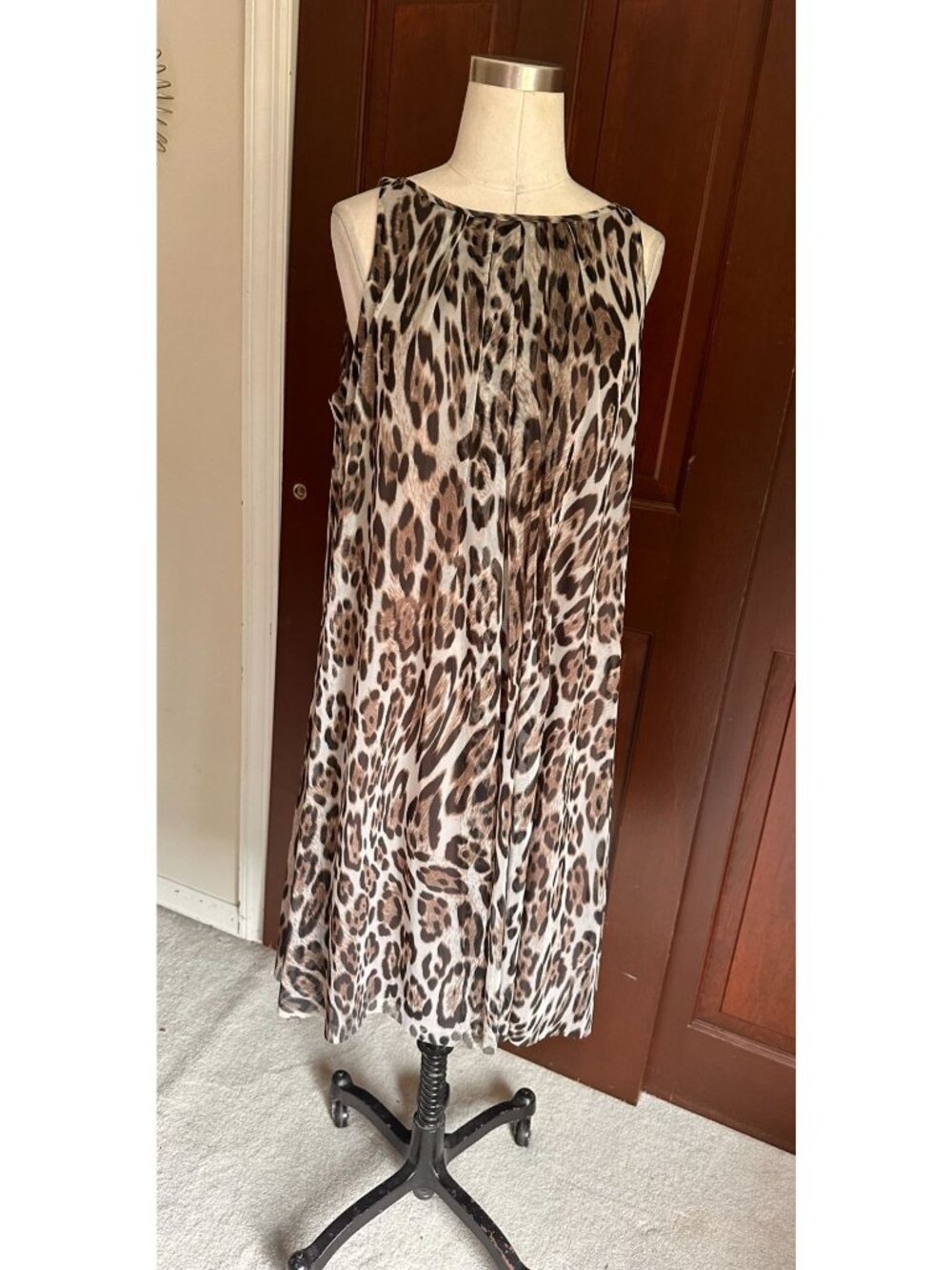 Alfani sleeveless animal print lined dress sz 8